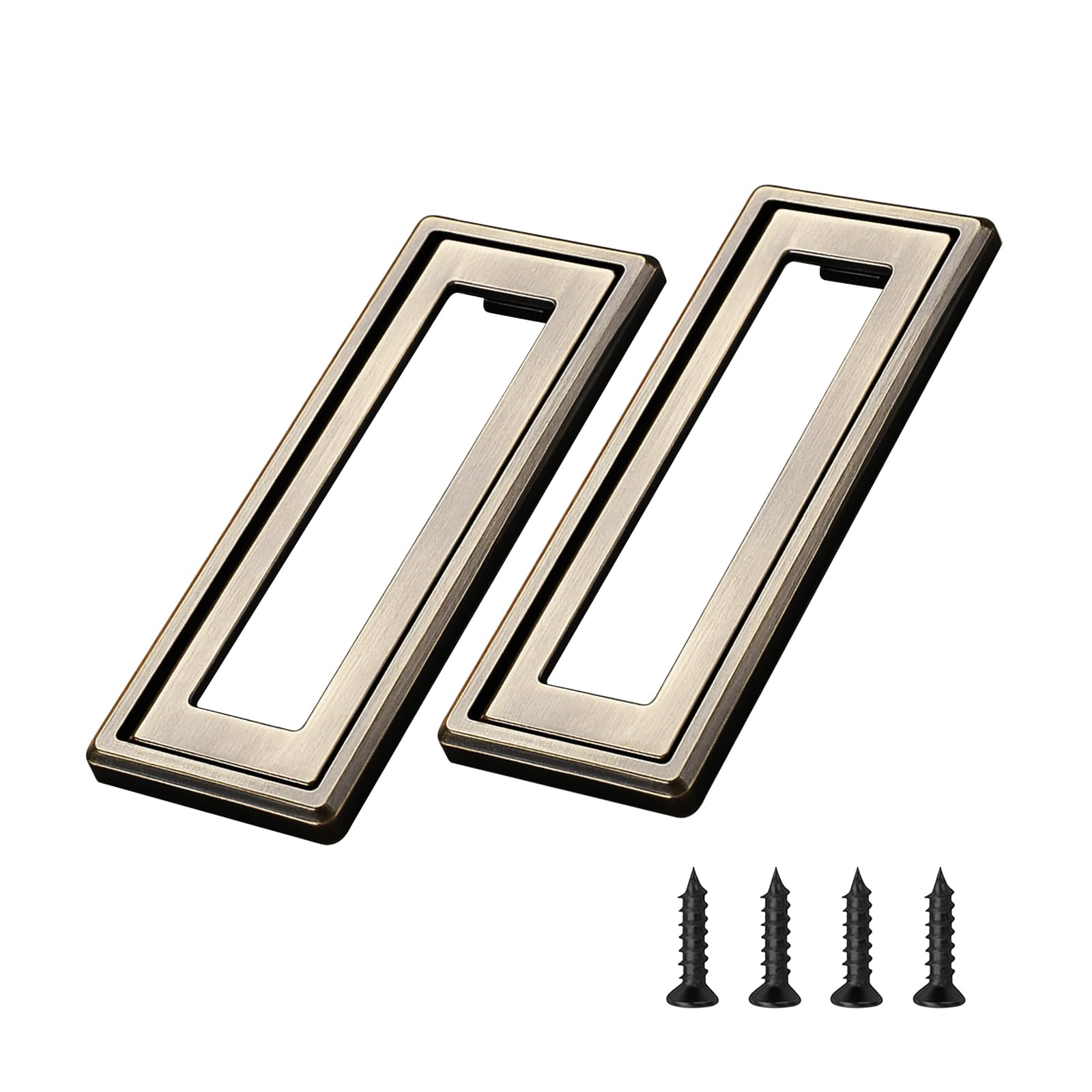 Desuibao 2 Pack Sliding Barn Door Handle, Zinc Alloy Recessed Cabinet Pull Handle, Flush Mount Door Pull Handle, Recessed Drawer Pulls, Closet Door Finger Hidden Ring Pull for Home Kitchen (Bronze)