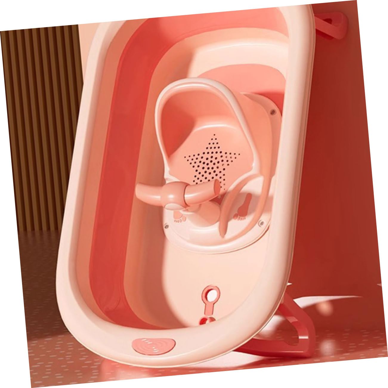 Rosa Babybadewannensitz für Babys und Kleinkinder aus Pp Tpe | Ergonomische Badehilfe, Sichere Sitzhilfe für Zuhause, Praktische Aufbewahrung, für Babys und Kleinkinder