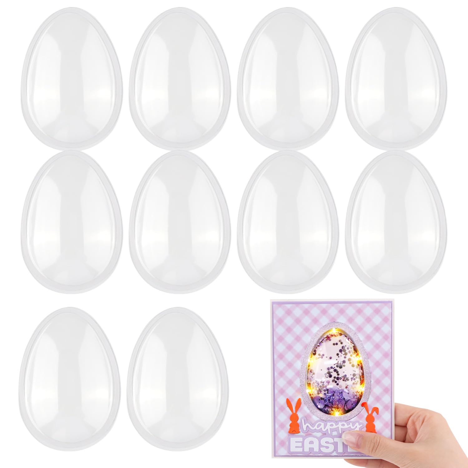 Baofali Dimensional Shaker 20Pcs Clear Easter Egg Domes Plastic Clear Puffy Star Shaker Covers For Shaker Card Adhesive Star Shaker Pouches Arts Crafts Scrapbooking Supplies Diameter Shaker Window Blister