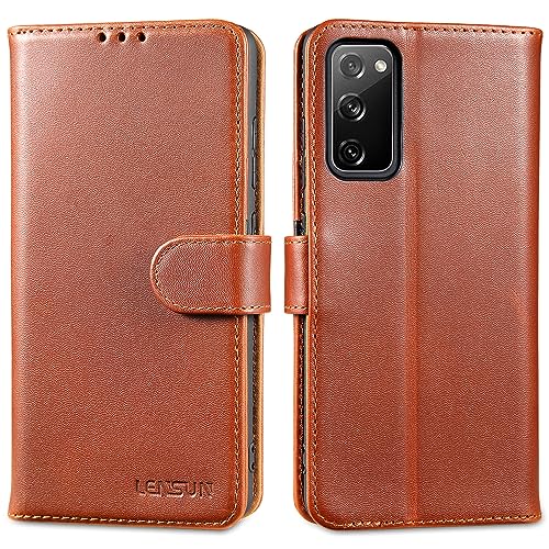 Étui Samsung Galaxy S20 FE anti piratage RFID en cuir marron