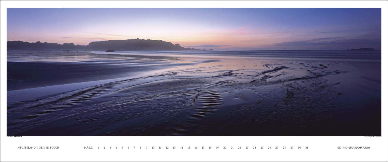 Neuseeland: Immerwährender Panorama-Kalender in 1,15 Meter Breite.: Immerwährender Kalender