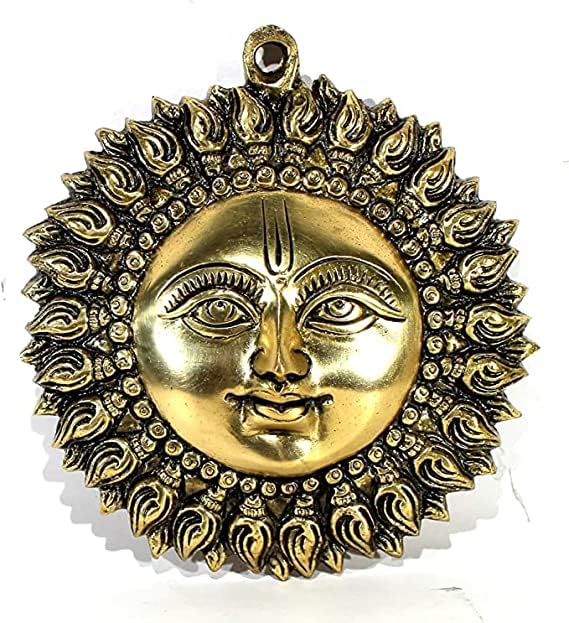 TREE MAISON CORONATING HOMES Brass Sun | Brass Surya Wall Hanging | Home Decor | Decorative Wall Hanging Sun Idol Face for Positivity at Home & Office (6 Inch)