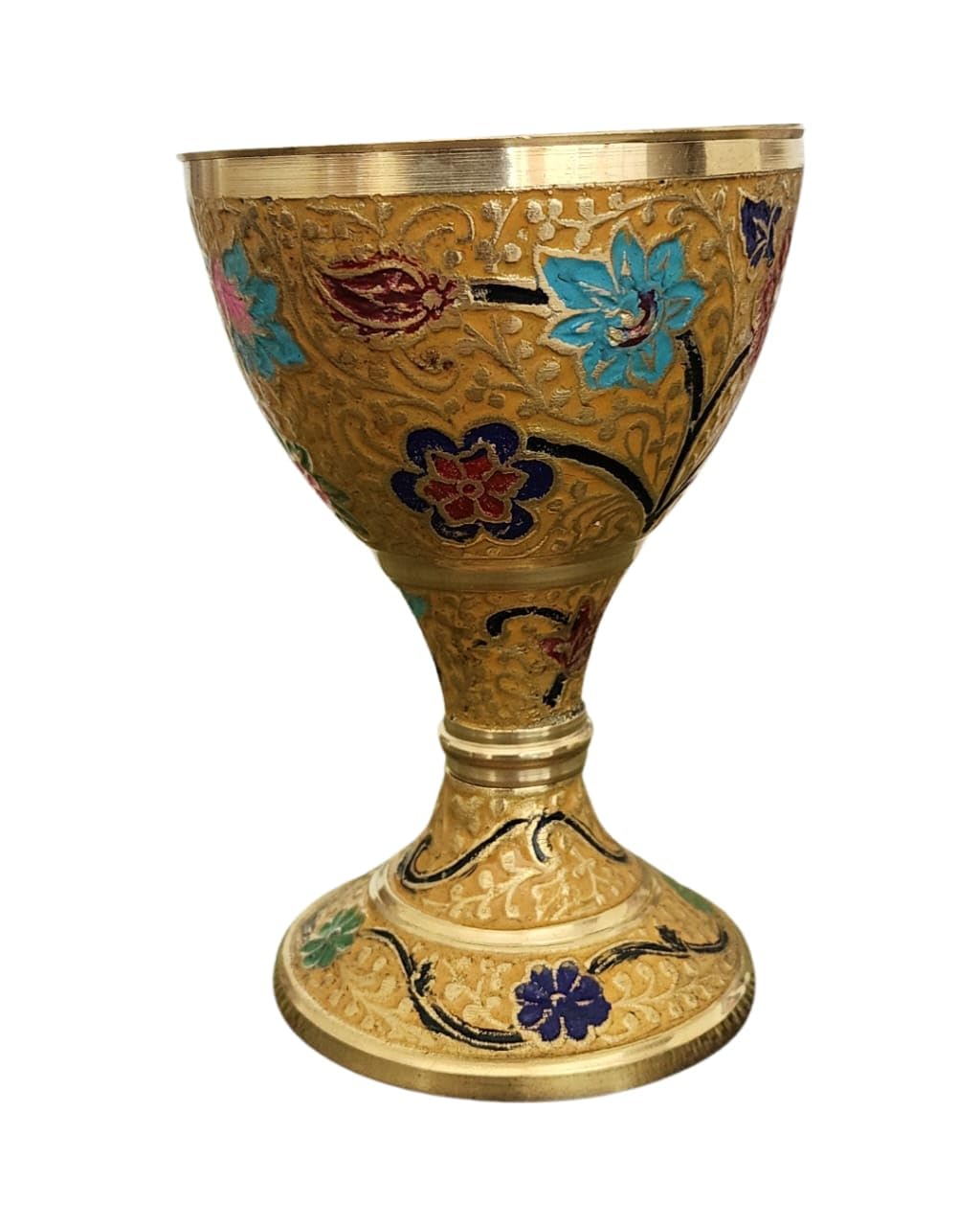 Handcarved Brass Bakhoor Burner – Floral Design Incense Holder (13x9cm, Mustard) – Decorative Home Fragrance Accessory – Traditional Incense Burner for Home & Spiritual Use