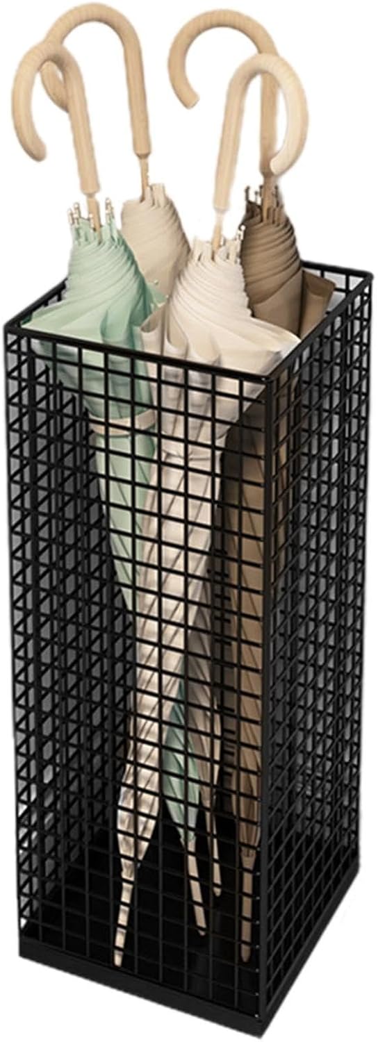 Large Capacity Metal Umbrella Stand RustResistant Black Entryway Holder Stylish and Durable Perfect for Home or Office SpaceSaving Design