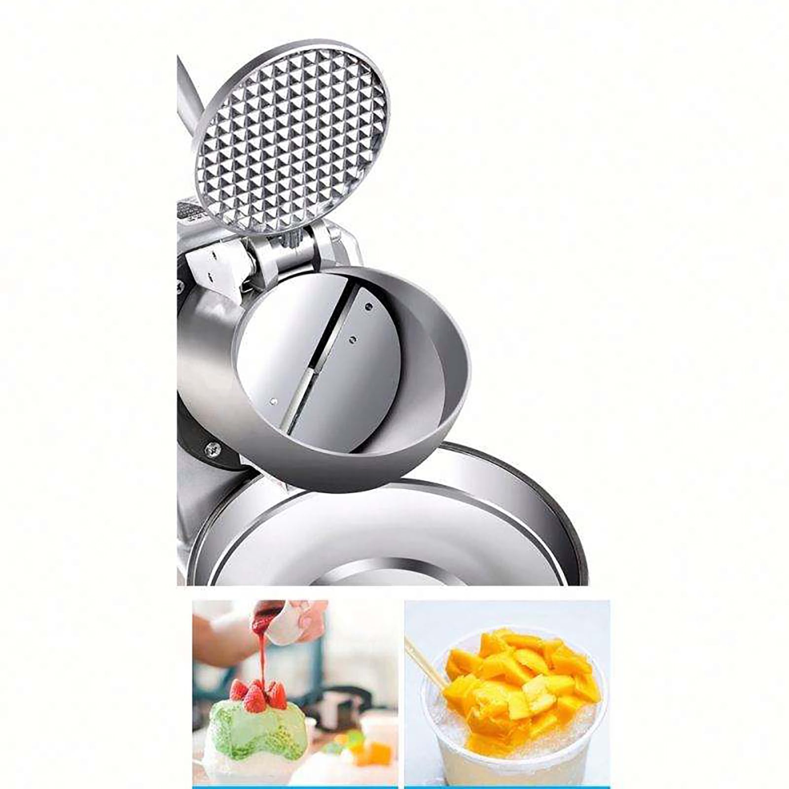 Tritaghiaccio elettrico, 350 W, in acciaio inox, per coni di neve, funzionamento facile, ideale per ristoranti, panetterie, pasticcerie e caffetterie
