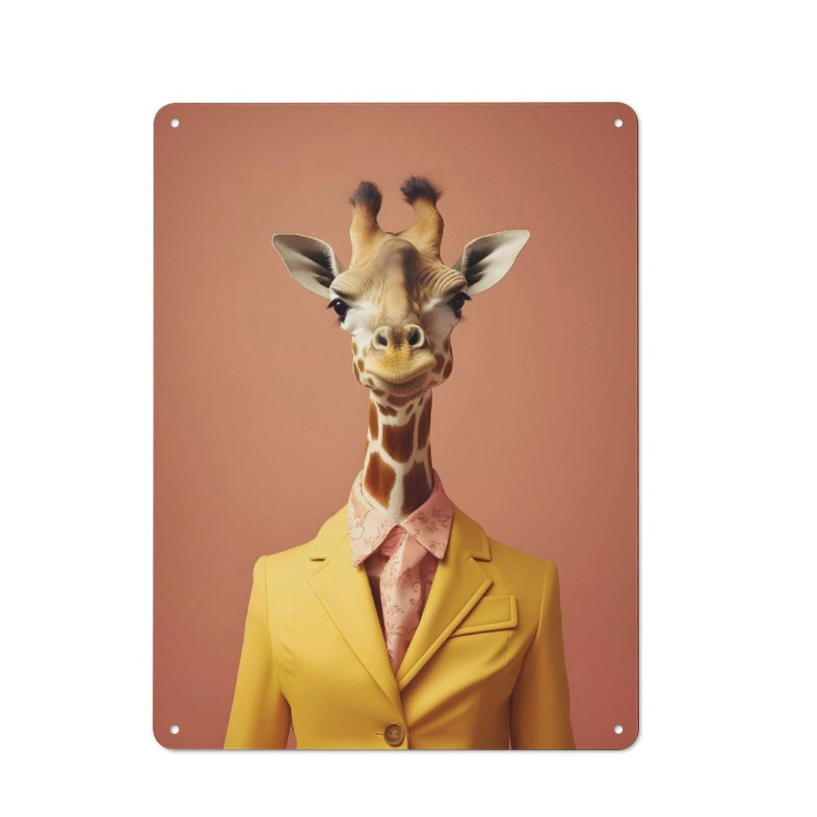 Junmoney 80S Style Giraffe Vintage Metal Wall Art Sign 40X30cm Featuring Old Style Wall Plaque For Kitchen, Hallway, Bar Or Small Cafe