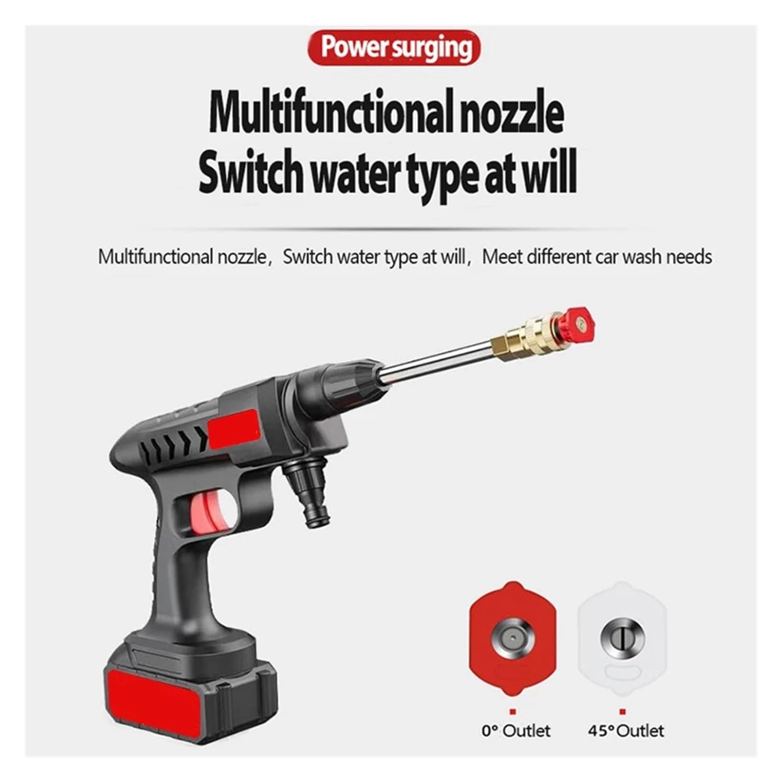 Pistolet d'arrosage avec embout multi-jets, Générateur de mousse à haute pression sans fil la barre 500W du lave-auto 20000mAh 60