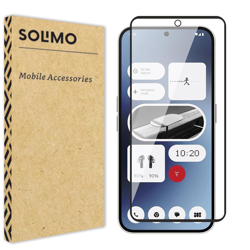 Amazon Brand - Solimo Tempered Glass Screen Protector Compatible for Nothing Phone 2A / Nothing Phone 2A Plus (Black) Edge to Edge Coverage with Easy Installation Kit