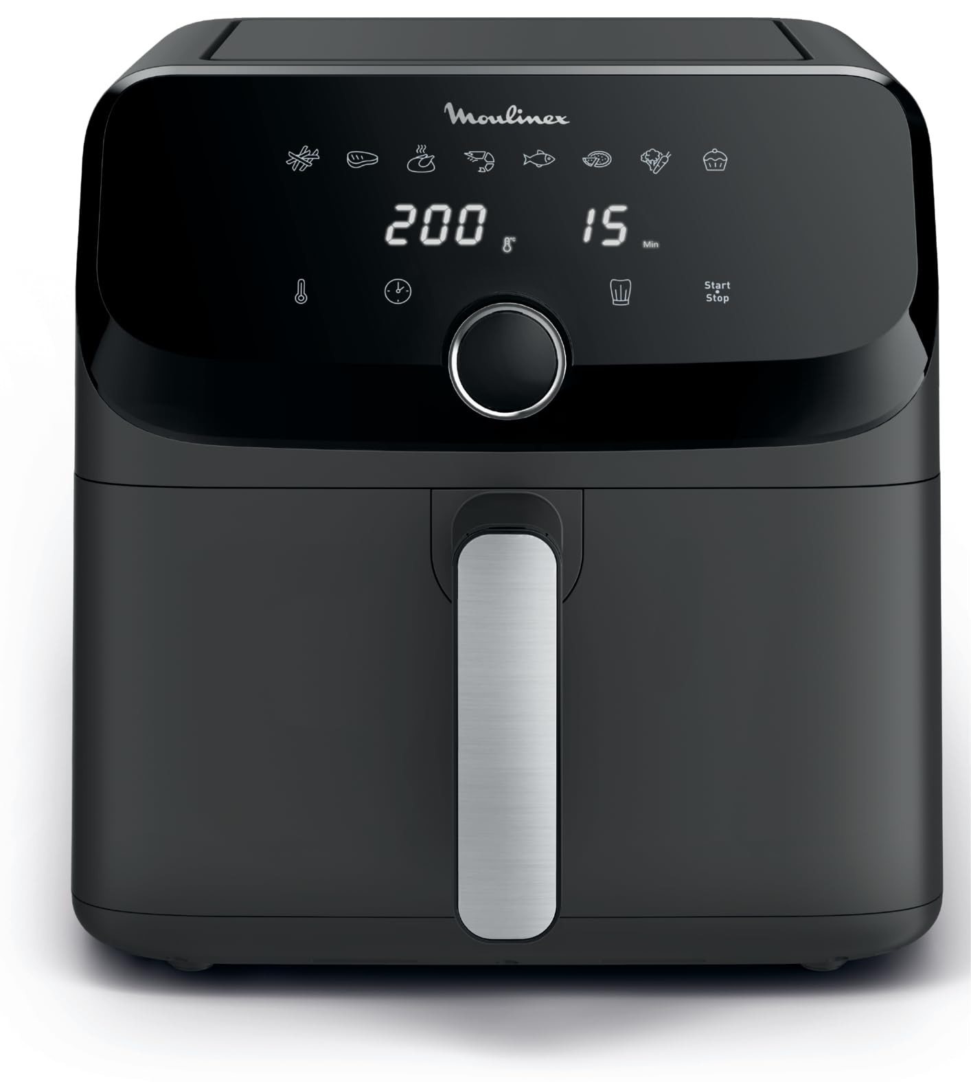 Moulinex Easy Fry Mega, freidora de aire, capacidad extra grande de 7,5 l, hasta 8 personas, 8 programas preestablecidos, tamaño compacto, aplicación con recetas, lavable en lavavajillas, EZ855H,