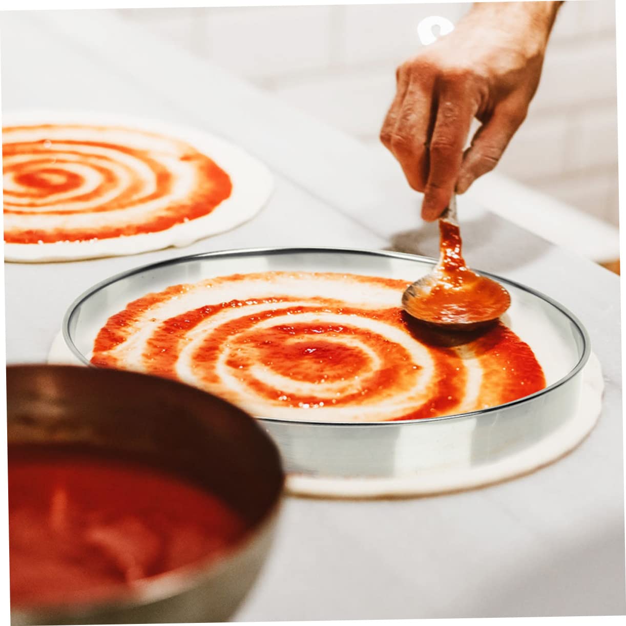 Cabilock 3 Pièces Fournitures de gâteau Anneaux de gâteau au Fromage Cercles à pâtisserie Accessoire Pizza Accessoires Pizza Crêpes Cercle à Pizza réutilisable Anneau de pâtisserie ménager