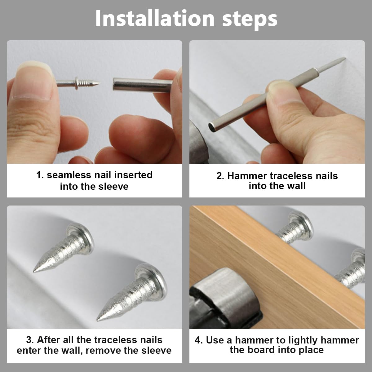 Ellxen Nahtlose Nägel 200 Stück - Doppelkopf Sockelfaden Für Fußleisten