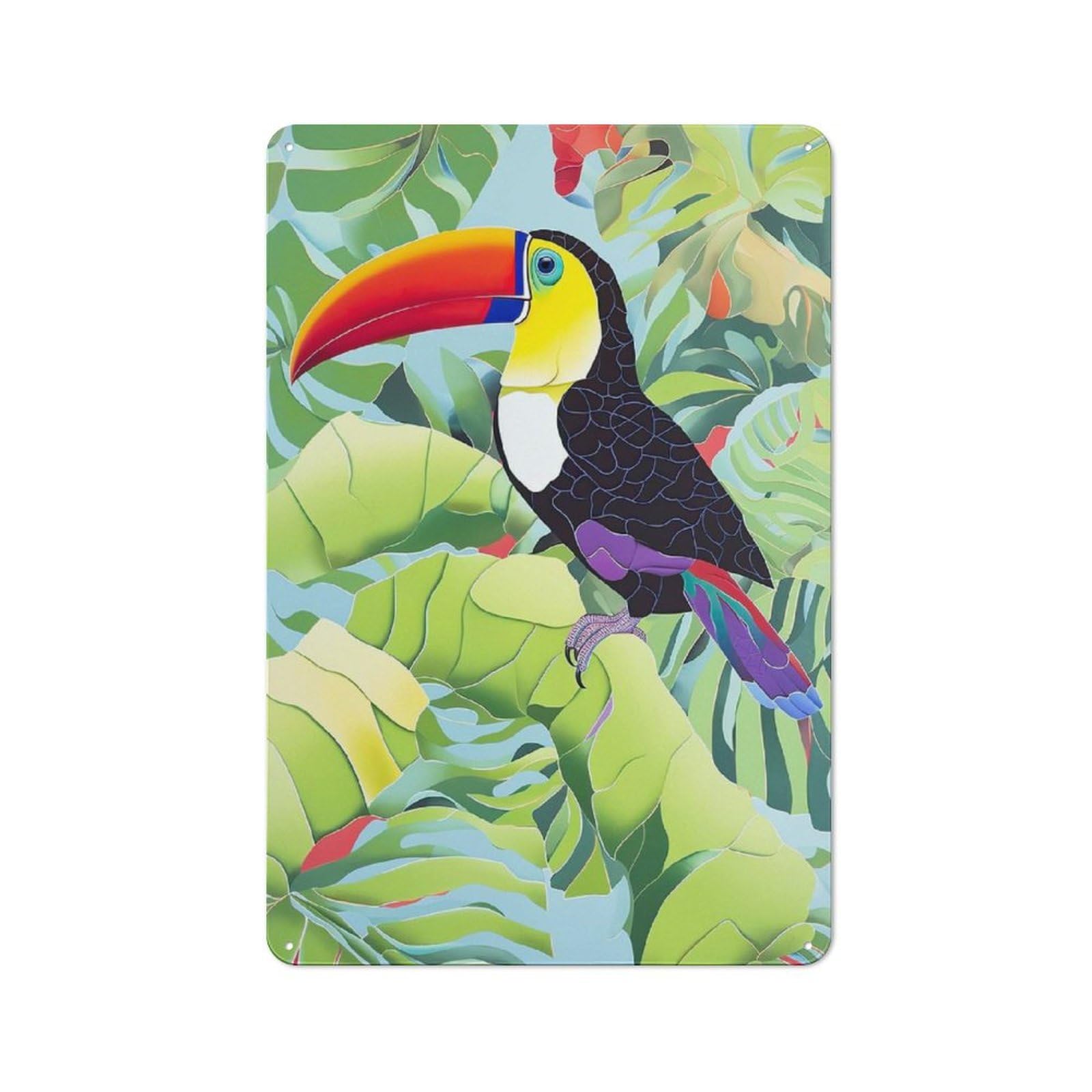 Junmoney Toucan In The Tropics For Garden Room Or Summerhouse, Vintage Tin Sign 30X20cm, For Display In Garden Rooms And Summerhouses