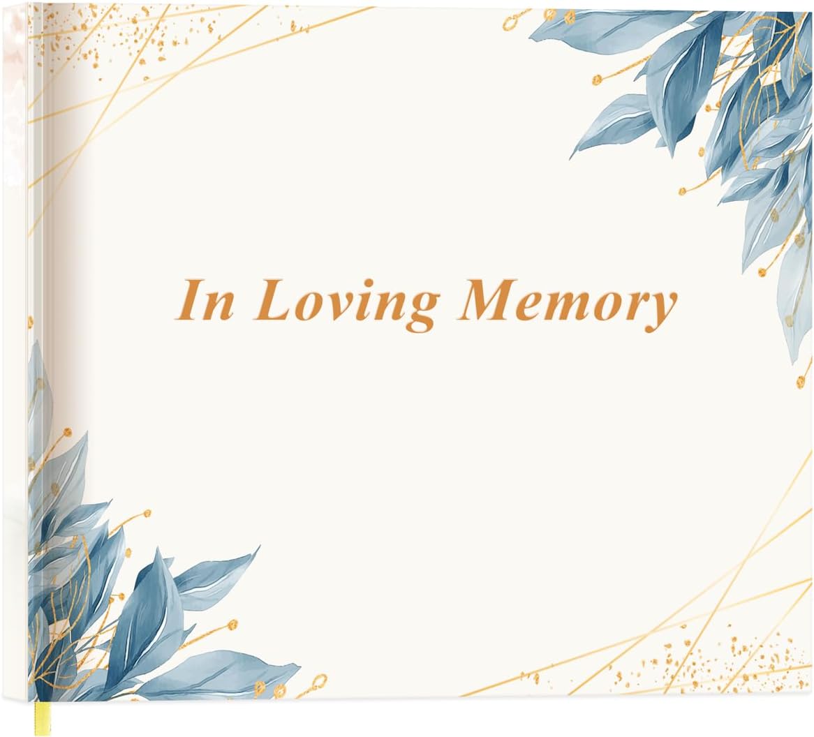 Funeral Guest Book - GuestBook for Memorial & Funeral Services, Guest Sign-in Book & Guestbook Planner, 440 Guests Entries with Name & Address, Memory Book for Funeral Guest Registry, 9" x 7", Flowers