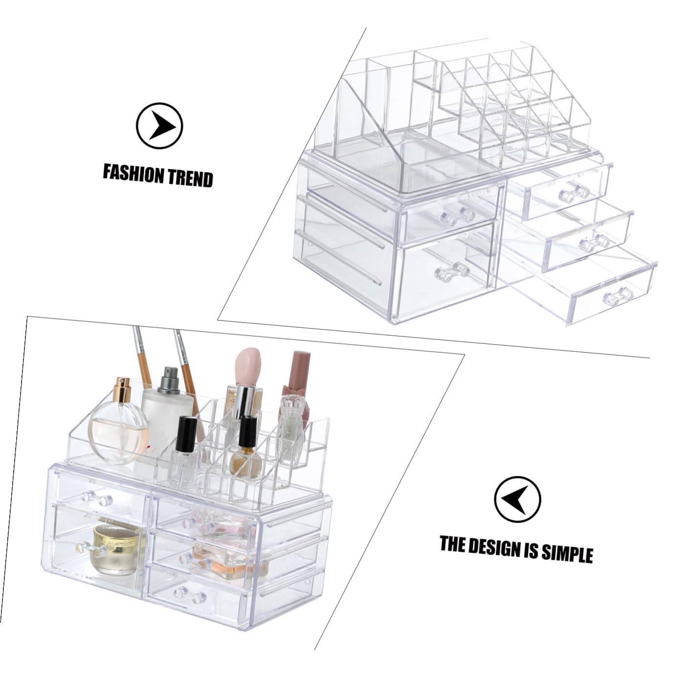 Organizer Cosmetici da Bagno Acrilico Cassetti per Make-up Donna