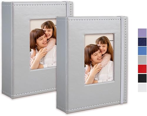 Miniatura 16 de Álbum de fotos pequeño de 4 x 6 pulgadas, paquete de 2 libros de fotos de cuero, cada mini álbum de 26 páginas tiene capacidad para 52 fotos