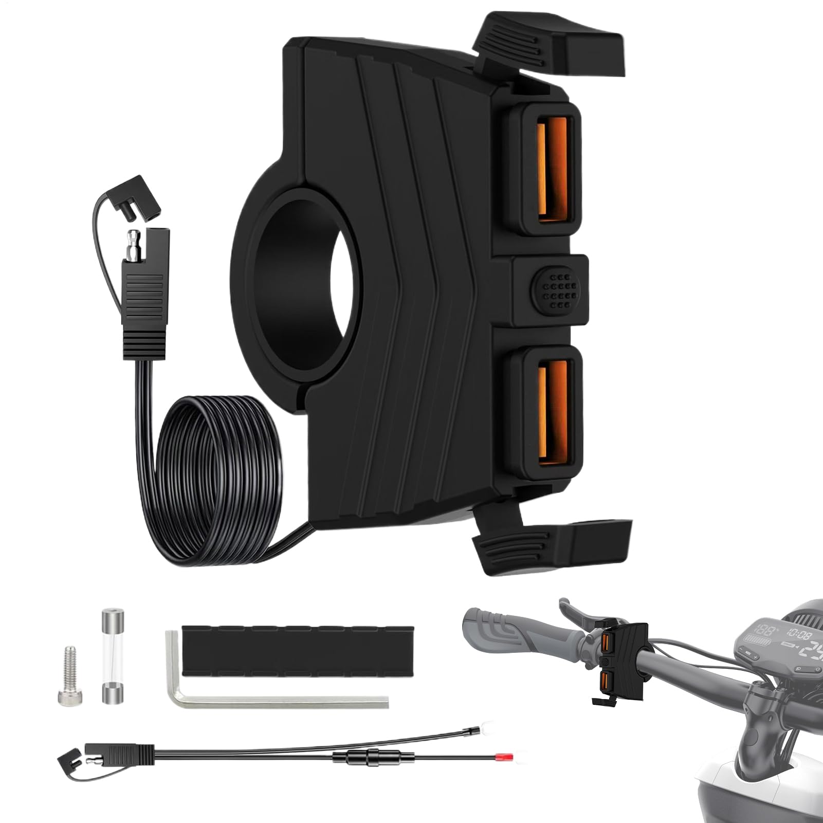 Puerto USB para motocicleta Quick Charge 3.0 impermeable para manillar 8