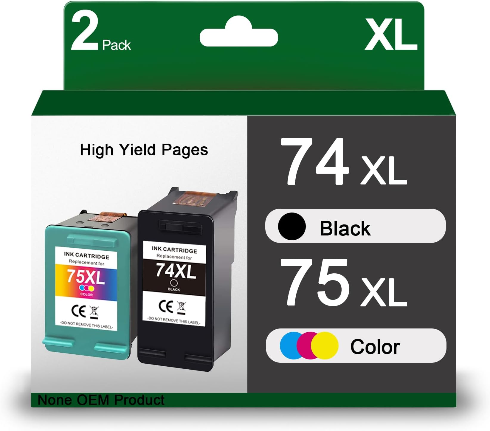 74 75 Ink Cartridges Combo Pack Replacement for HP Ink 74XL 75XL 74 75