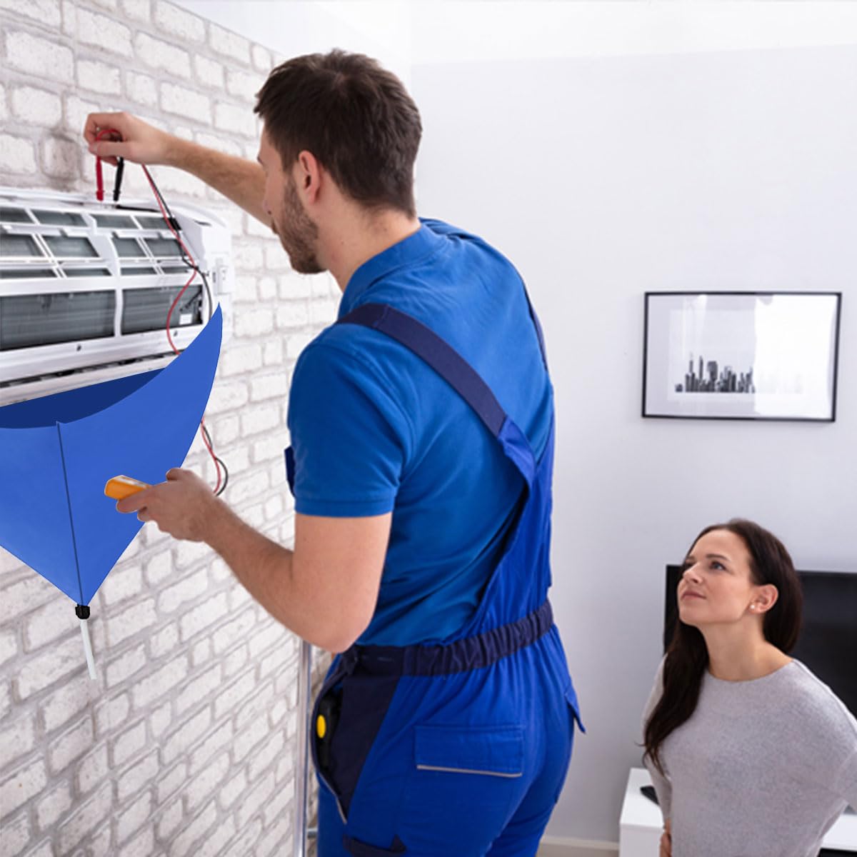 Kit de Nettoyage de Climatiseur,Housse de Nettoyage pour Climatiseur à Fixation Murale,Housse De Lavage pour Climatiseur,Housse Lavage pour Poussière,avec Tuyau D'eau,pour Les Climatiseurs Muraux