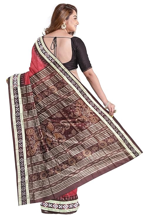 Image of Handmade Pure Bomkai Silk Saree Khandua Natural Silk Ikkat Saree For Women /Ethnic Wear /Traditonal Saree /Handloom Saree With Regular Fit Blouse Piece