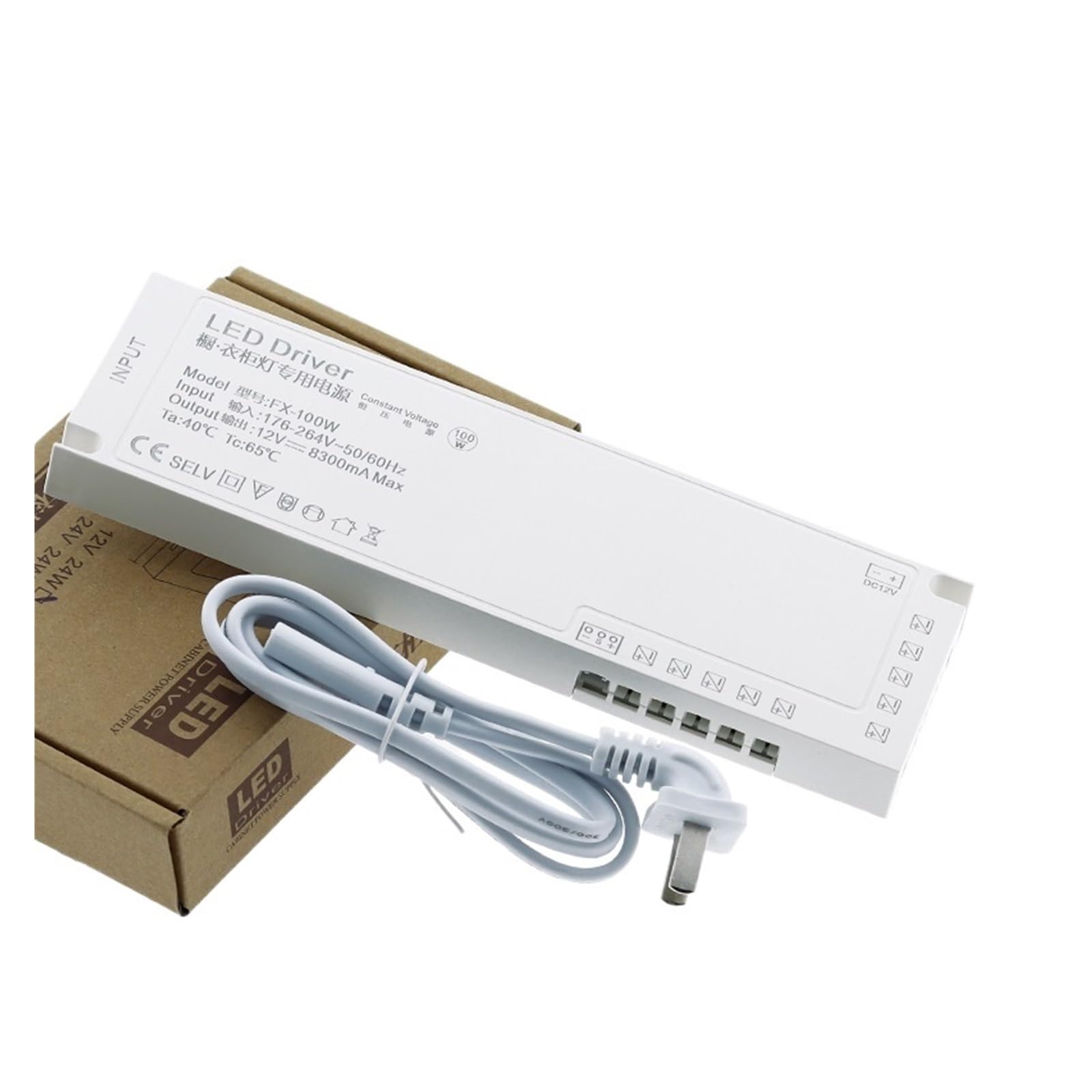 PWANUIGTE Full Power White Cabinet Wardrobe Transformer 12V/24V Interface Wine Induction Switch(12V 100W)