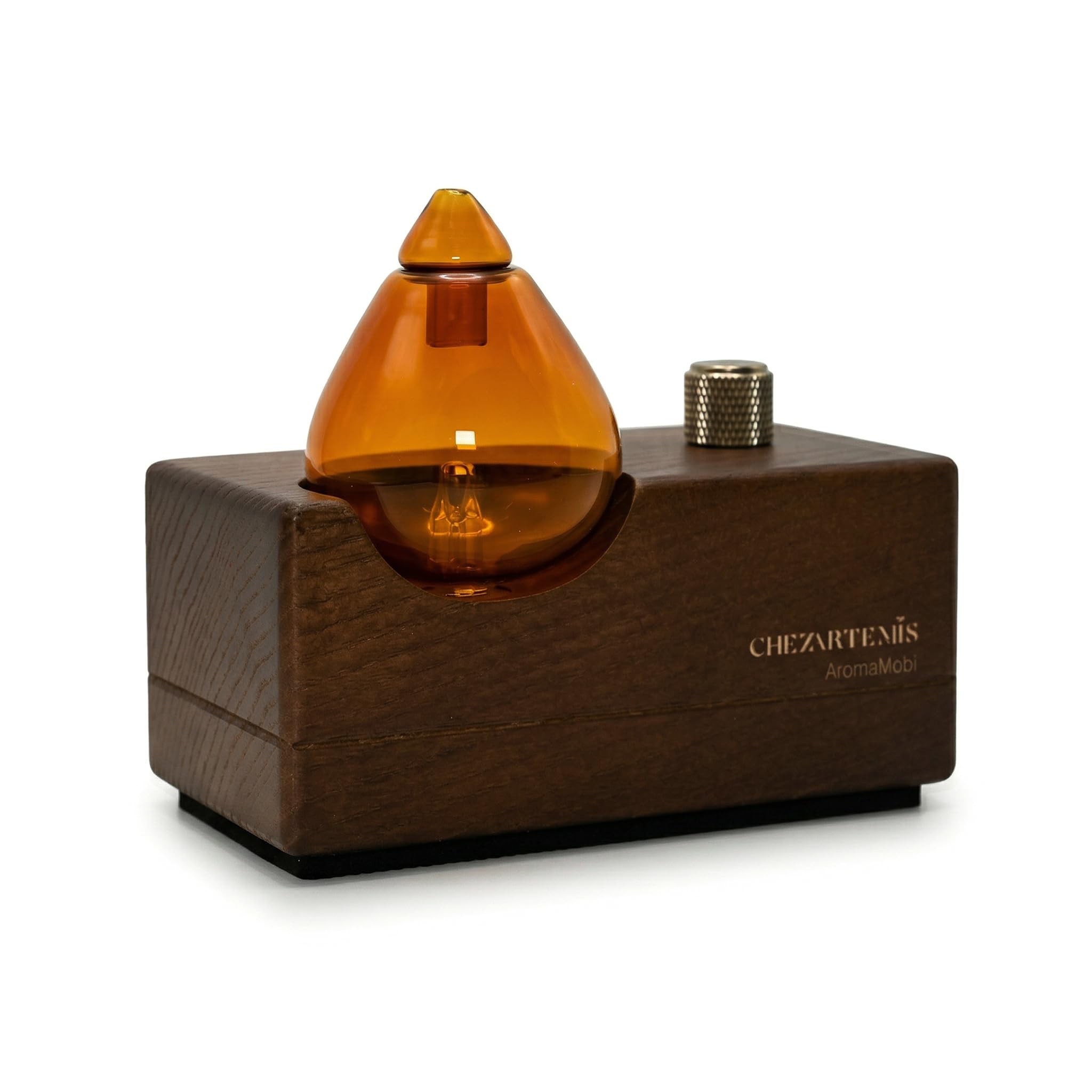 Amber Diffusore Oli Essenziali Senza Acqua, Nebulizzatore Aromaterapia Vetro Ambrato e Legno Noce, Profumatore Ambiente Vintage Ricaricabile, Senza Fili per Grandi Ambienti Yoga, Regalo San Valentino
