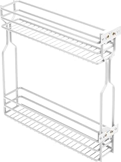 GTV Auszugskorb MOVIX für 150 mm Schrankbreite, 2 Etagen, Apothekerauszug für Küchenschrank, 15 kg Tragkraft, Seitenmontage, 478 mm Tiefe, Stahl, Weiß