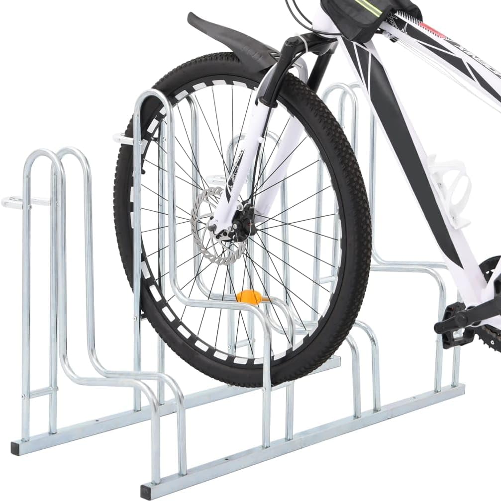 Bicycle Stand for 4 Bikes, Space Saving and Stable Steel Bike Rack Stand with Expansion Screws and Ground Screws, for Indoor and Outdoor Use