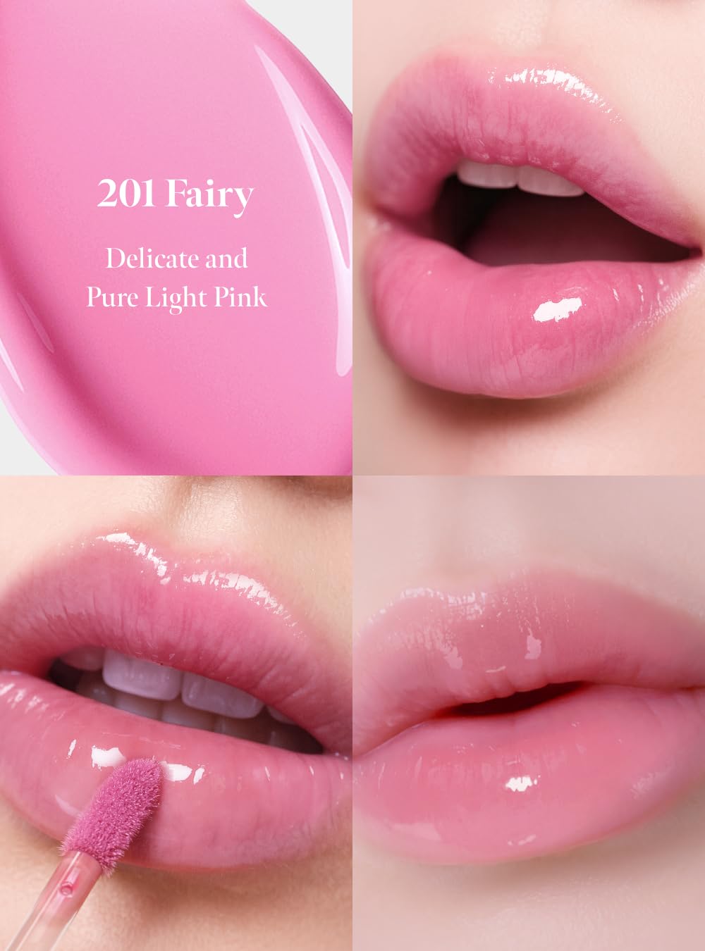 Dew Drop Tint #201 Fairy 4.5g, Glossy, Lightweight Lip Stain, Glass-Like, High Shine, Moisturizing Lip Oil, Long Lasting Color, Hydrating Gloss, Dewy Finish, Korean Beauty Makeup - Image 6