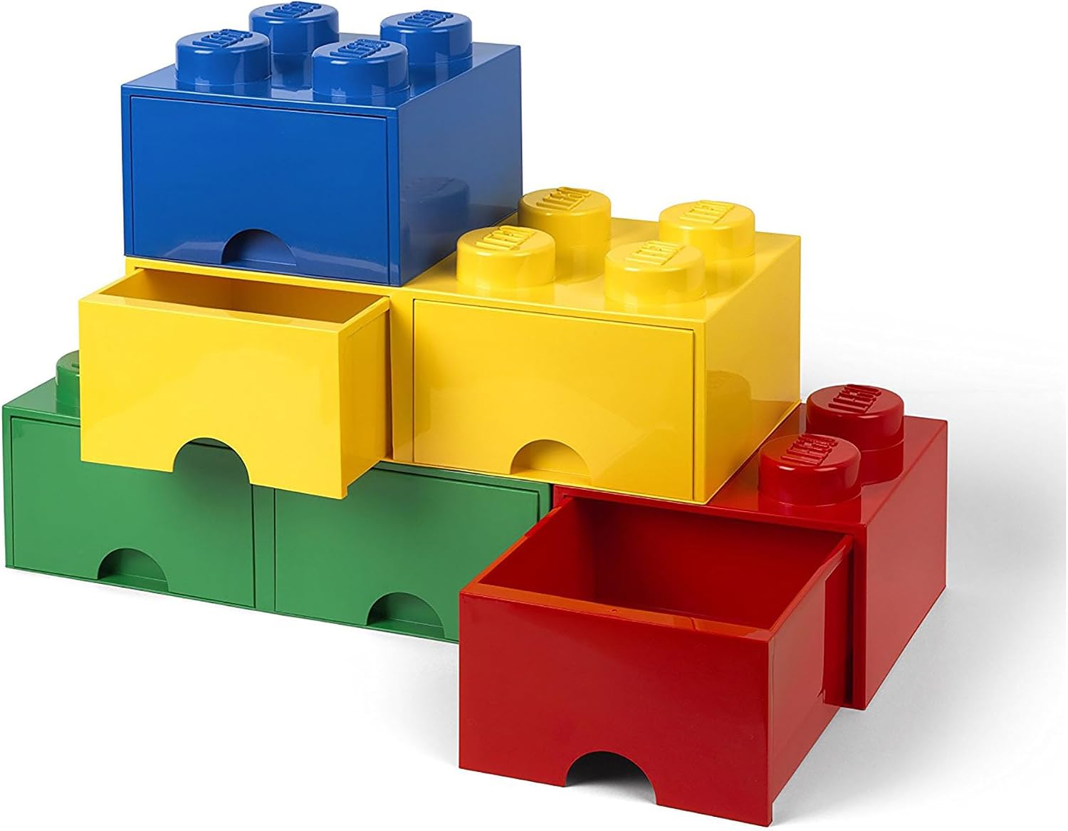 LEGO Brick Drawer, 8 Knobs, 2 Drawers, Stackable Storage Box, Bright Yellow