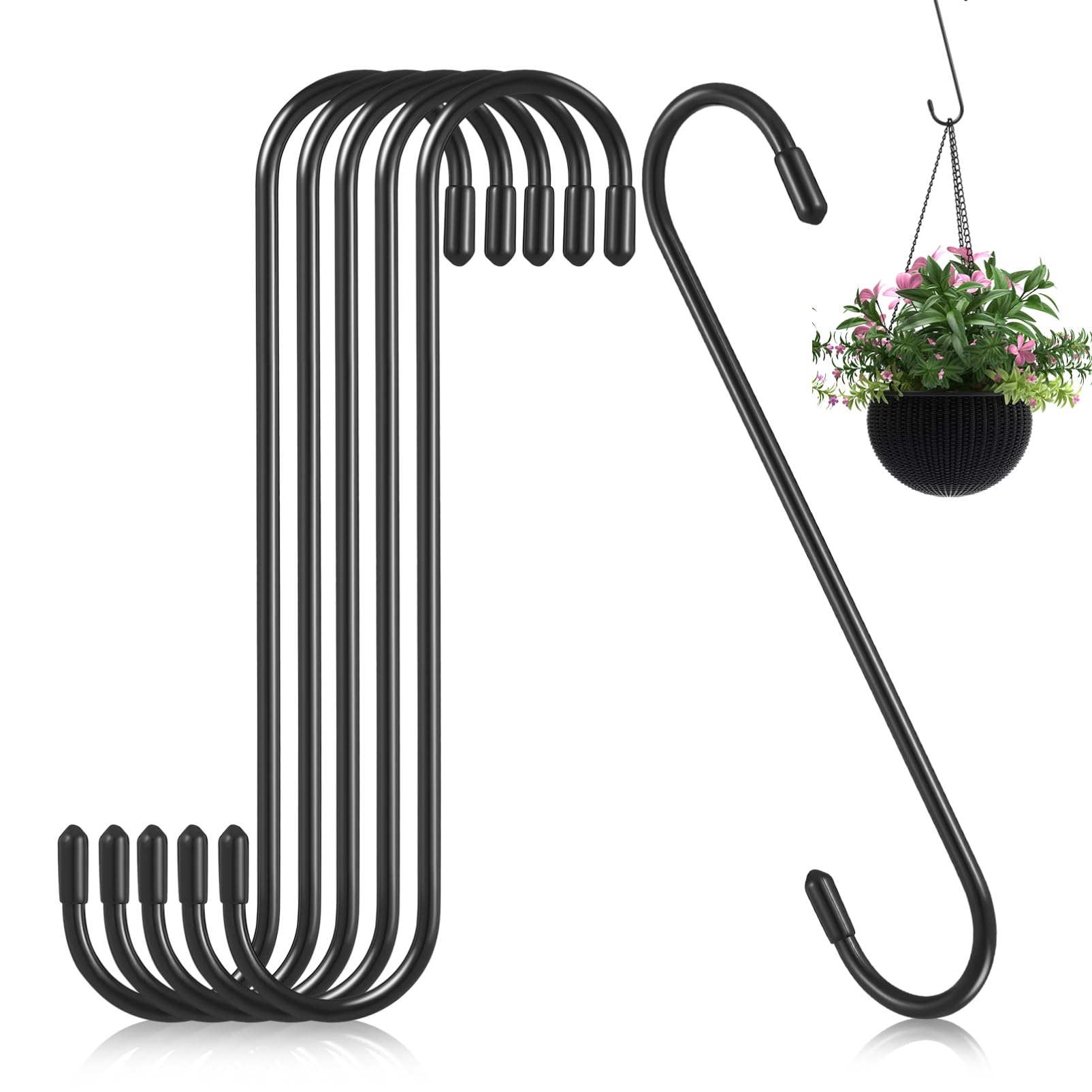 POPETPOP 6piezas Ganchos s Pesados Para Colgar Plantas Utensilios De Cocina y Calipers De Freno Instalación Rápida y Alta Capacidad De Carga Ganchos De Metal Con Puntas De Goma Uso