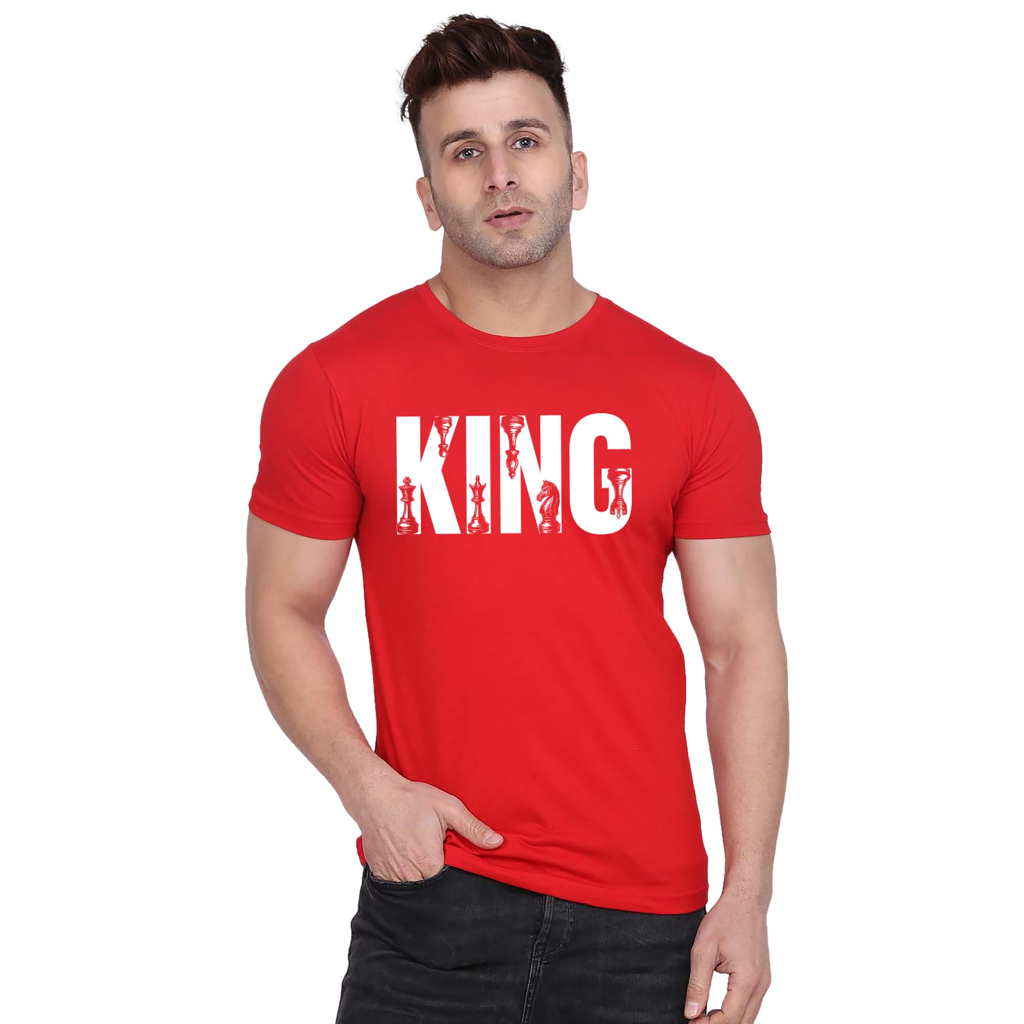Fashion Love | Fashion Round Neck T-Shirt for Men Cotton Fabric | King Chess | Half Sleeve, Modern Fit HSR-4719-picture-43