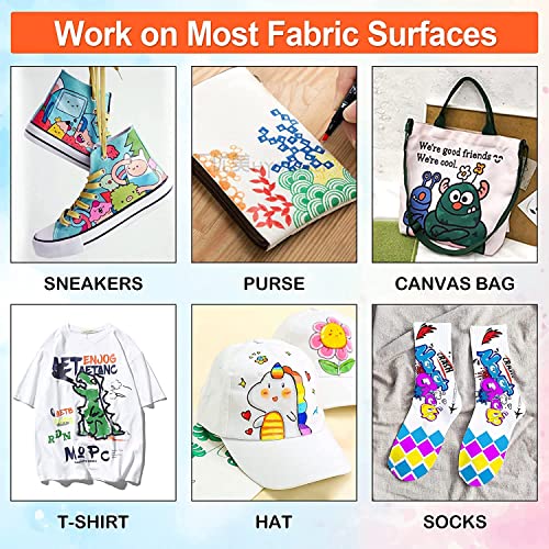 Image of Shuttle Art Fabric Markers, 40 Colors Dual Tip Fabric Marker Pens Permanent No Bleed Pens for T-Shirts Sneakers, Non-Toxic & Child Safe Permanent Shirt Pens for Adult Painting Writing