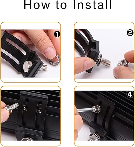 Miniatura 3 de WFPOWER Soportes de montaje de barra de luz, paquete de 2 soportes universales ajustables para barra de luz deslizable para luces de trabajo, luces