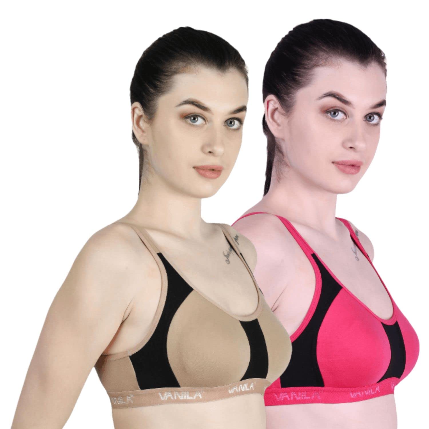vanila B- Cup Sports Bra for Women and Girls - Perfect for Daily Workout and Exercise Hosiery Fabric-picture-13
