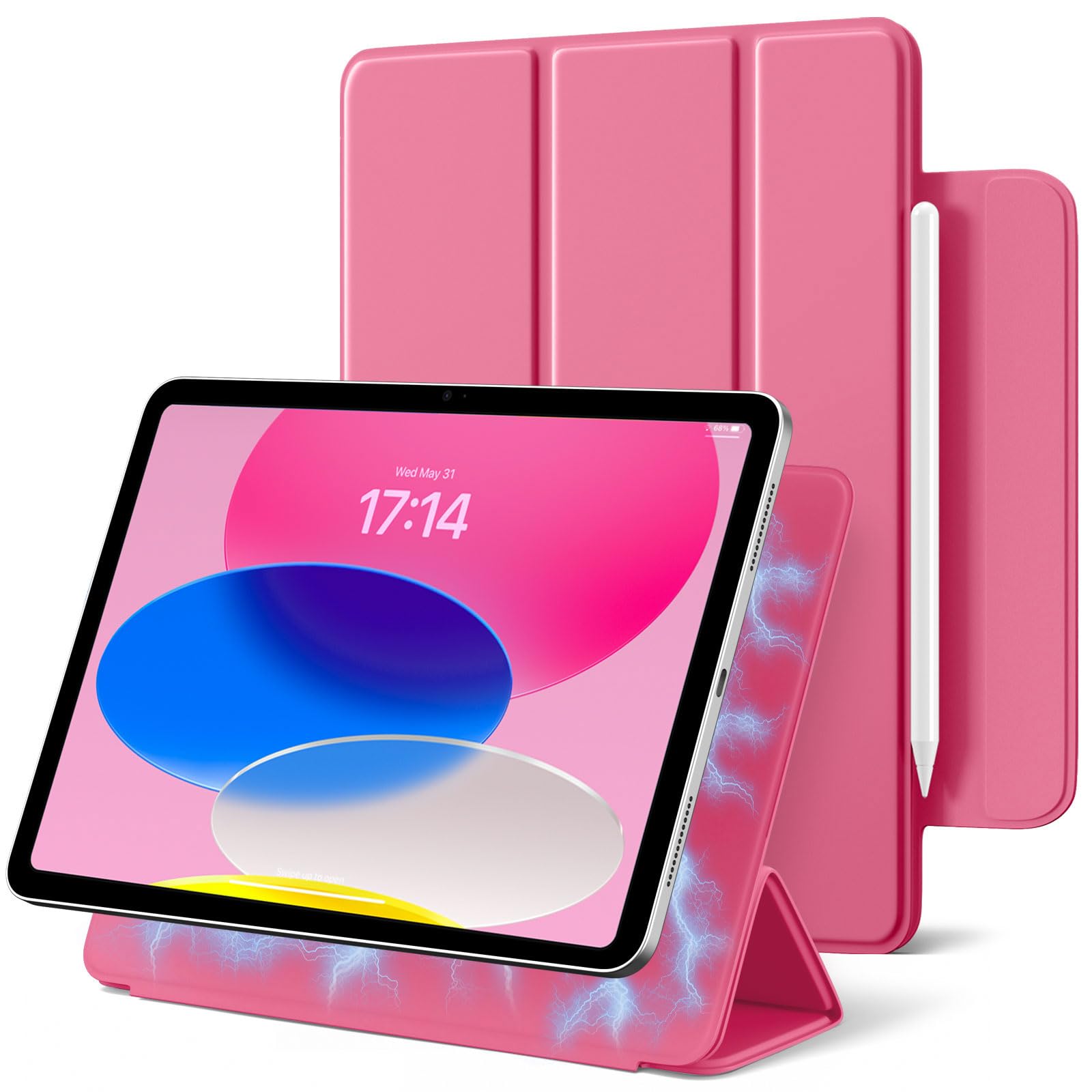Maledan Magnetisch Hülle für iPad A16 11/10 Generation (2025 11 Zoll/ 2022 10.9 Zoll), Magnetbefestigung Schlanke Leichtgewicht Stand Schutzhülle für iPad A16, Auto Schlafen/Wachen, Rosa