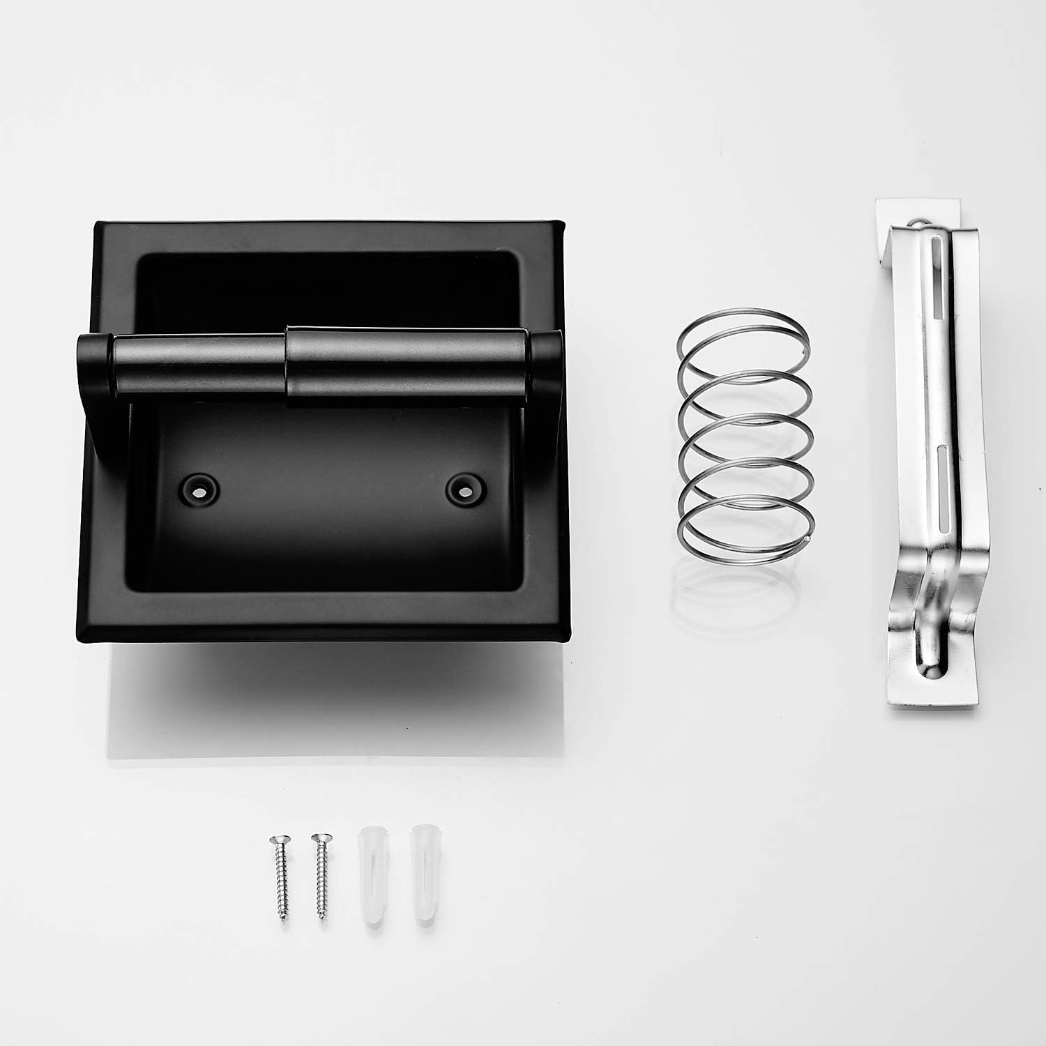 YWHWXB Toilet Paper Holder, Recessed, Stainless Steel, Wall-Mounted, Matte Black — Amazon image 5