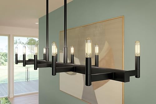Miniatura 2 de Kichler Erzo 52614BK - Candelabro lineal de 50 pulgadas, contemporáneo, con 10 luces, para comedor, sala de estar y cocina (12.75 x 50 x 6.75