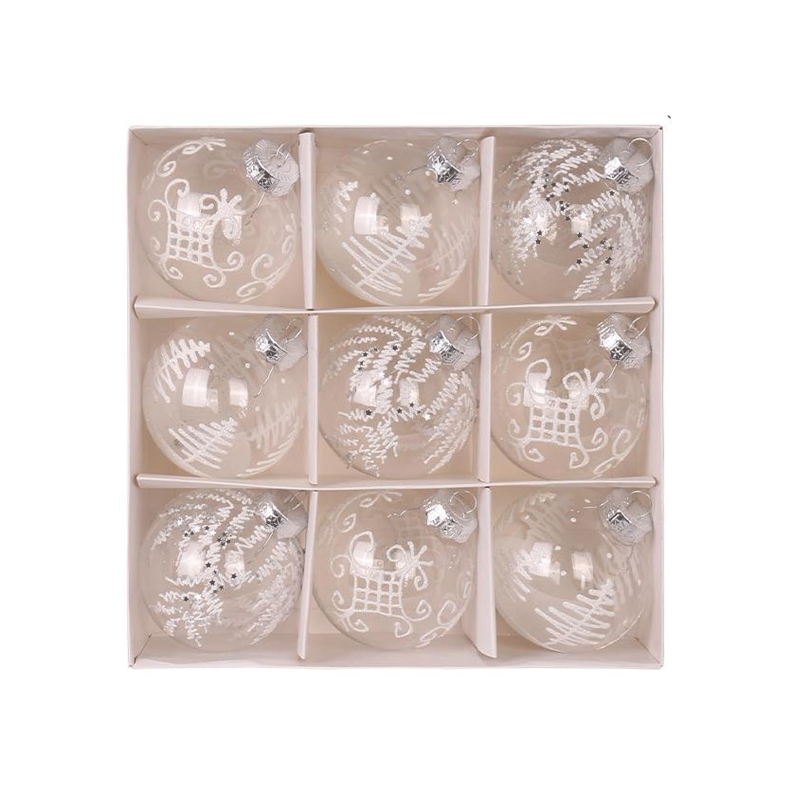 Boules de Noël incassables transparentes 8cm lot de 9 sécurité enfants animaux