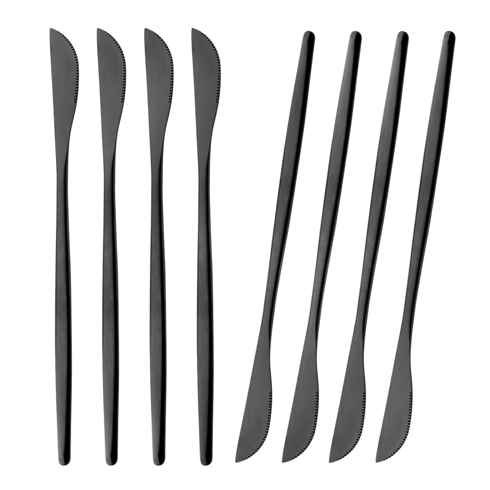 snplowum 8-Piece Matte Black Dinner Knife, 8.66 Inch Stainless Steel Knife Set For Steak Dessert Butter Knife