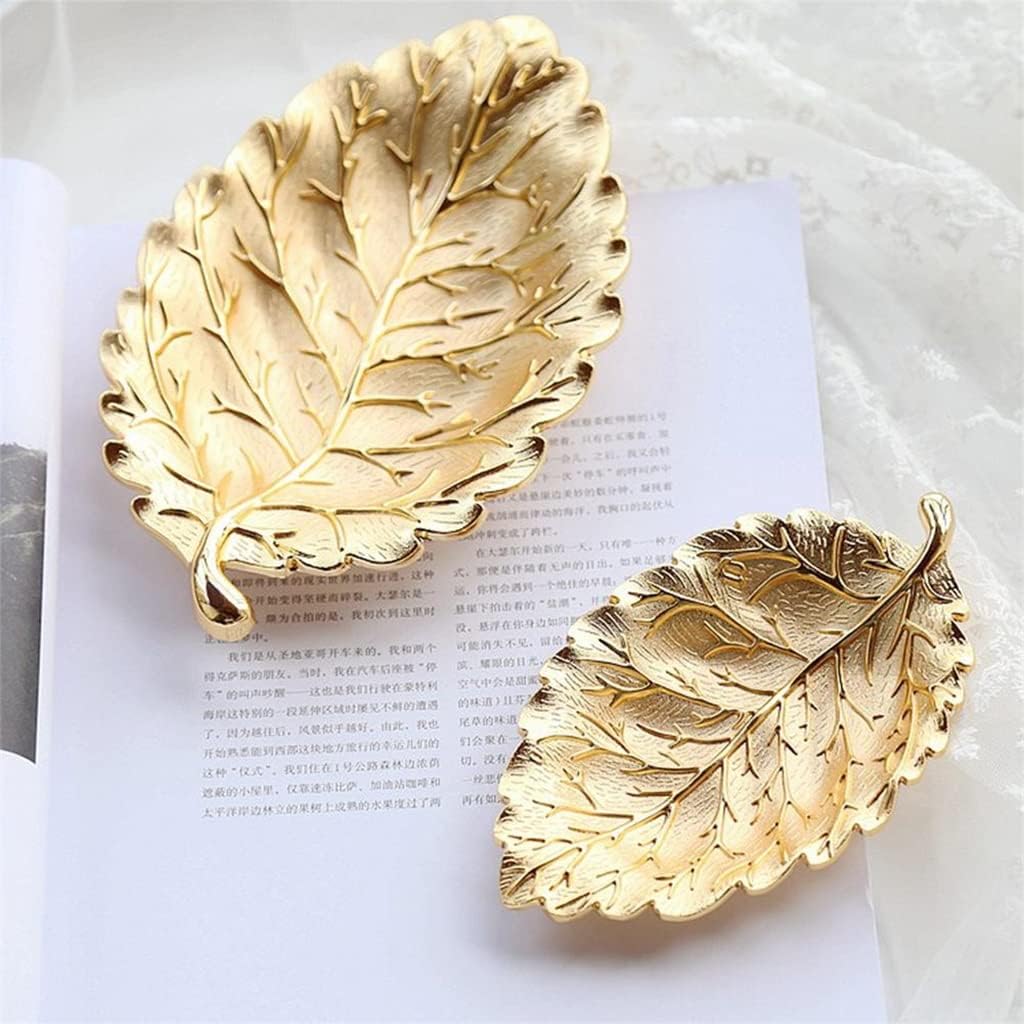 FMURY Metal Dried Fruit Plate Leaf Shape Plate Necklace Jewelry Display Tray Crafts Jewelry Organizer Nordic Tabletop