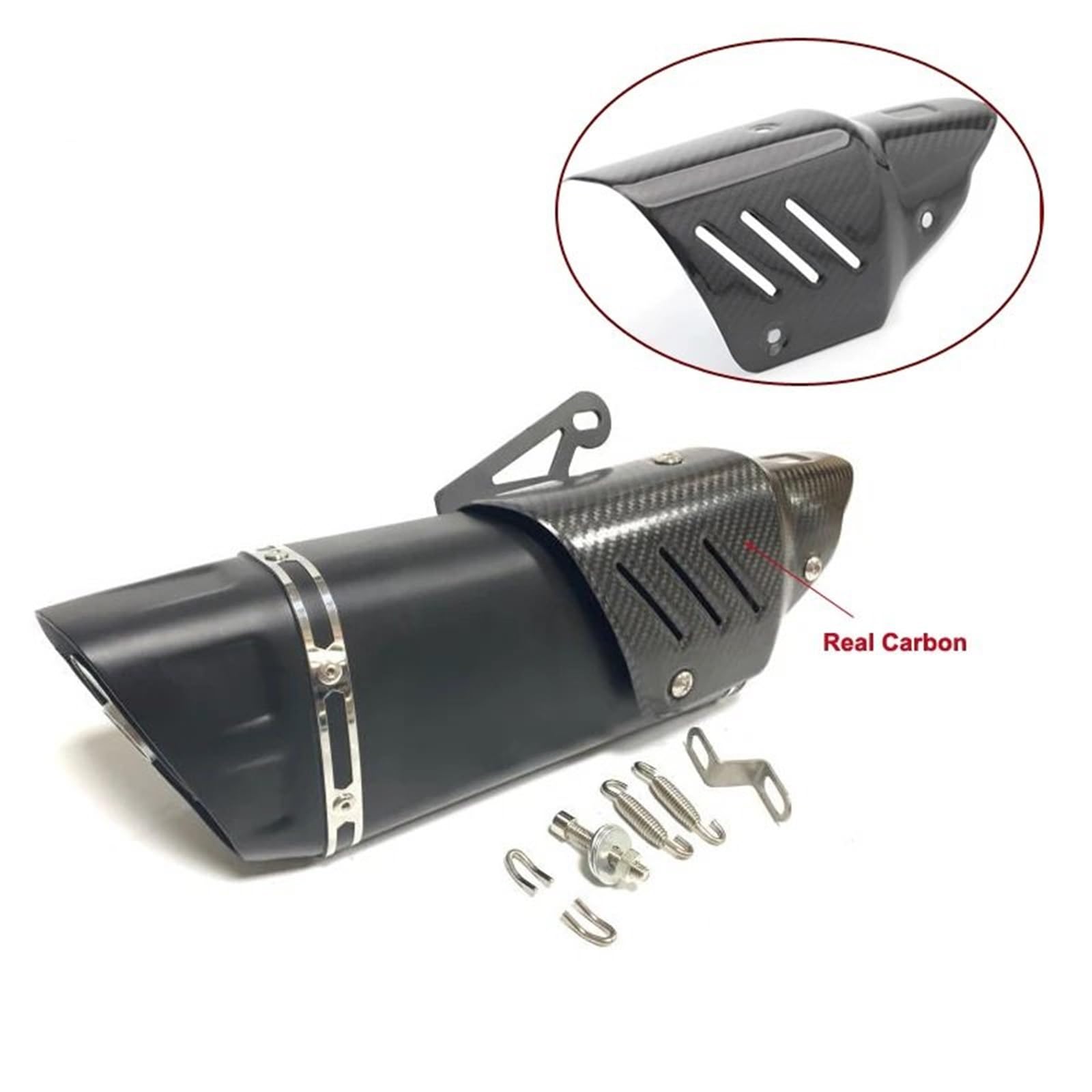 Motorcycle exhaust cover Protection thermique d'échappement de moto, Convient pour pour Yamaha MT03 R3 R6, en fibre carbone véritable, anti-brûlure