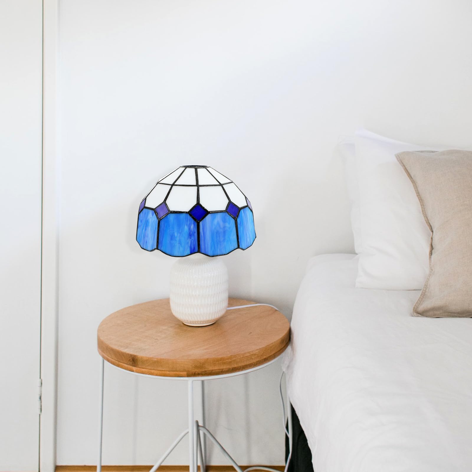 Abat-jour en Verre Bleu pour Lampadaire, Lampe à Bougie Décorative
