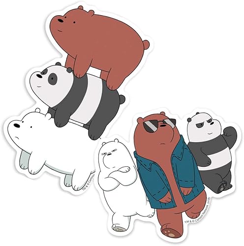 Popfunk Pegatinas coleccionables We Bare Bears Grizz, Ice Bear y Panda Stack