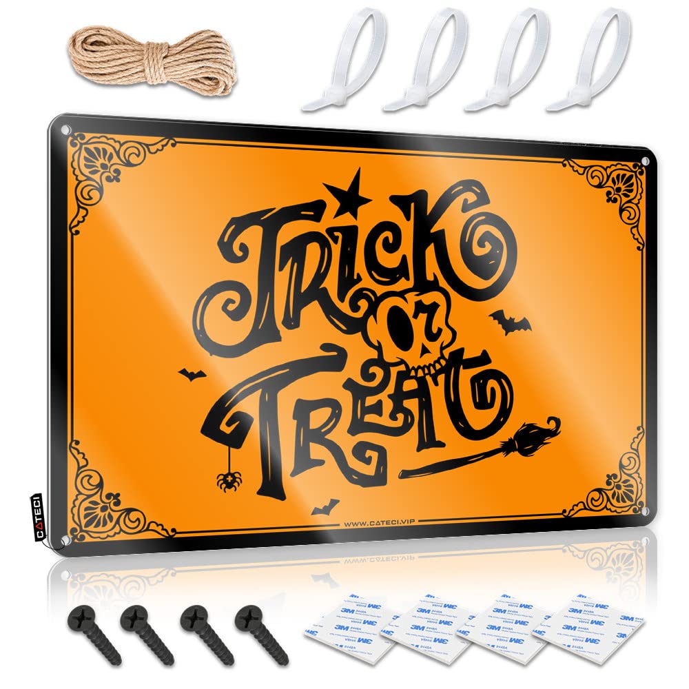 Metal Tin Sign Retro Trick Or Treat Halloween Tin Sign 2 Home Decor For Men Metal Signs For Garage Man Cave(30X40CM)