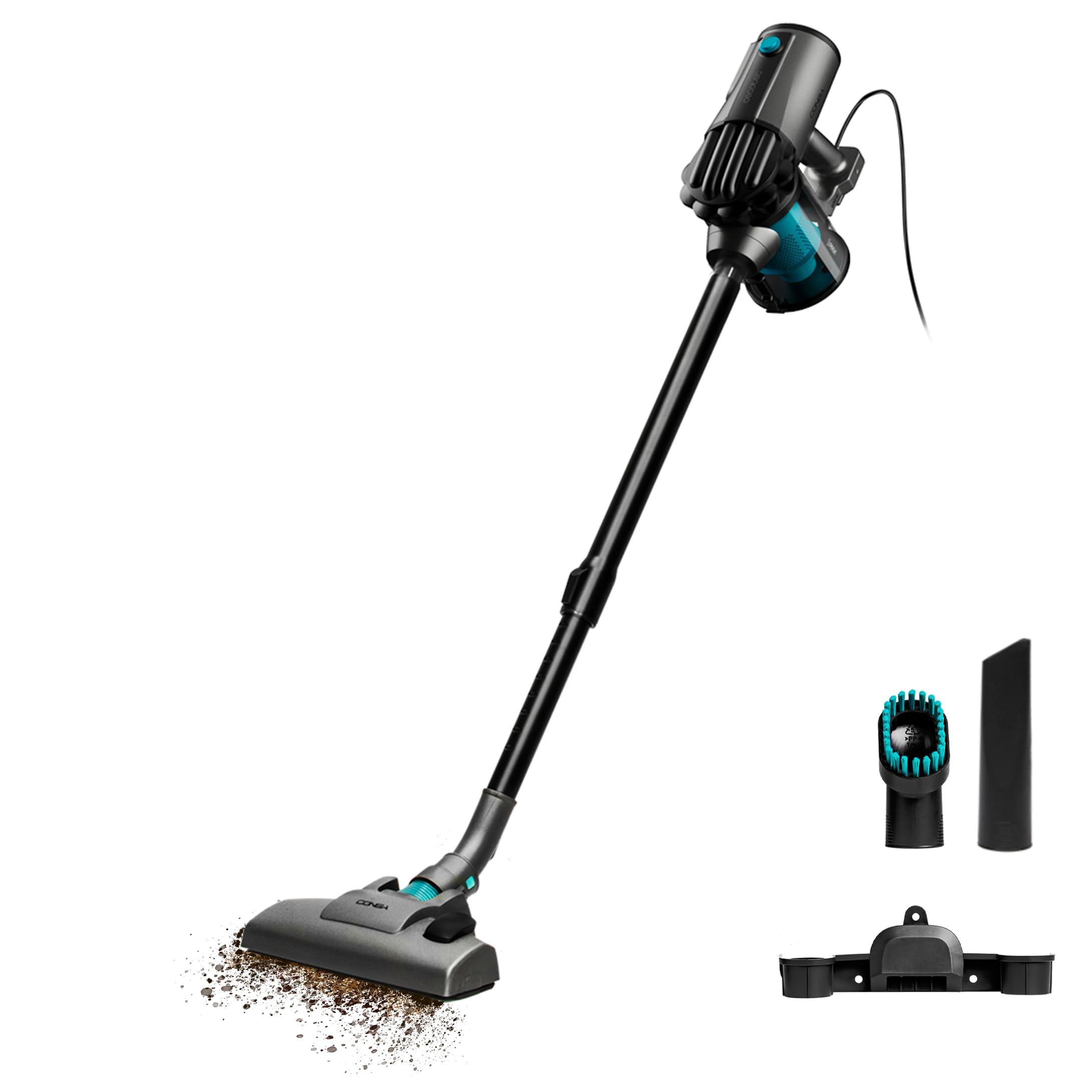 Cecotec 2-in-1 Stielstaubsauger Conga Thunderbrush 560 Neo. 600 W UltraPower, 6 m Aktionsradius, 180 Grad schwenkbarer Kopf, beutellos, 500 ml Behälter, Filter für saubere Luft, 2 Bodenpositionen