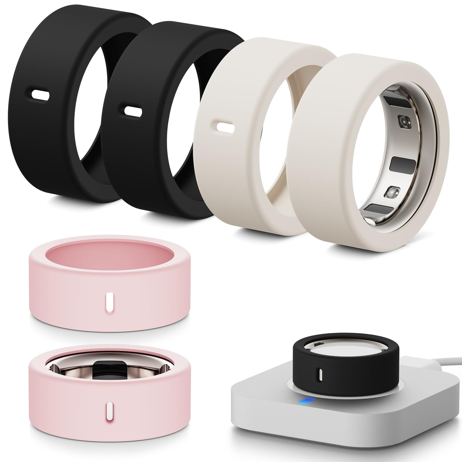 Hexasider Smart Ring Protector für Oura Ring Gen 4/4 Ceramic/Gen 3/Ultrahuman Ring, Anti-Scratch Elastische Silikon Cover Schutzhülle Zubehör für Oura Ring