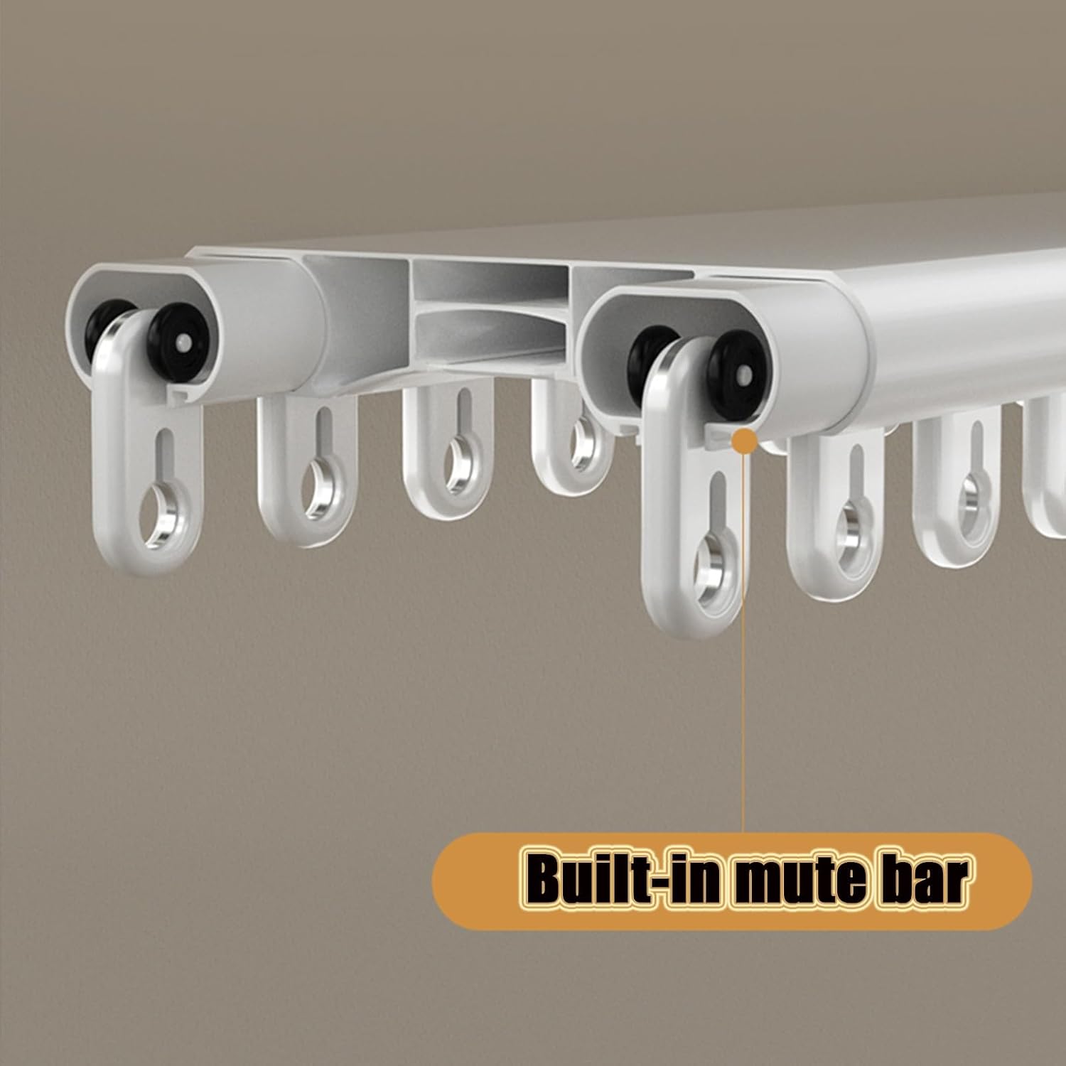 Heavy-Duty 5.9ft White Double Row Double Rails Curtain Track System - Easy Installation & Smooth Gliding - Ceiling Mounted