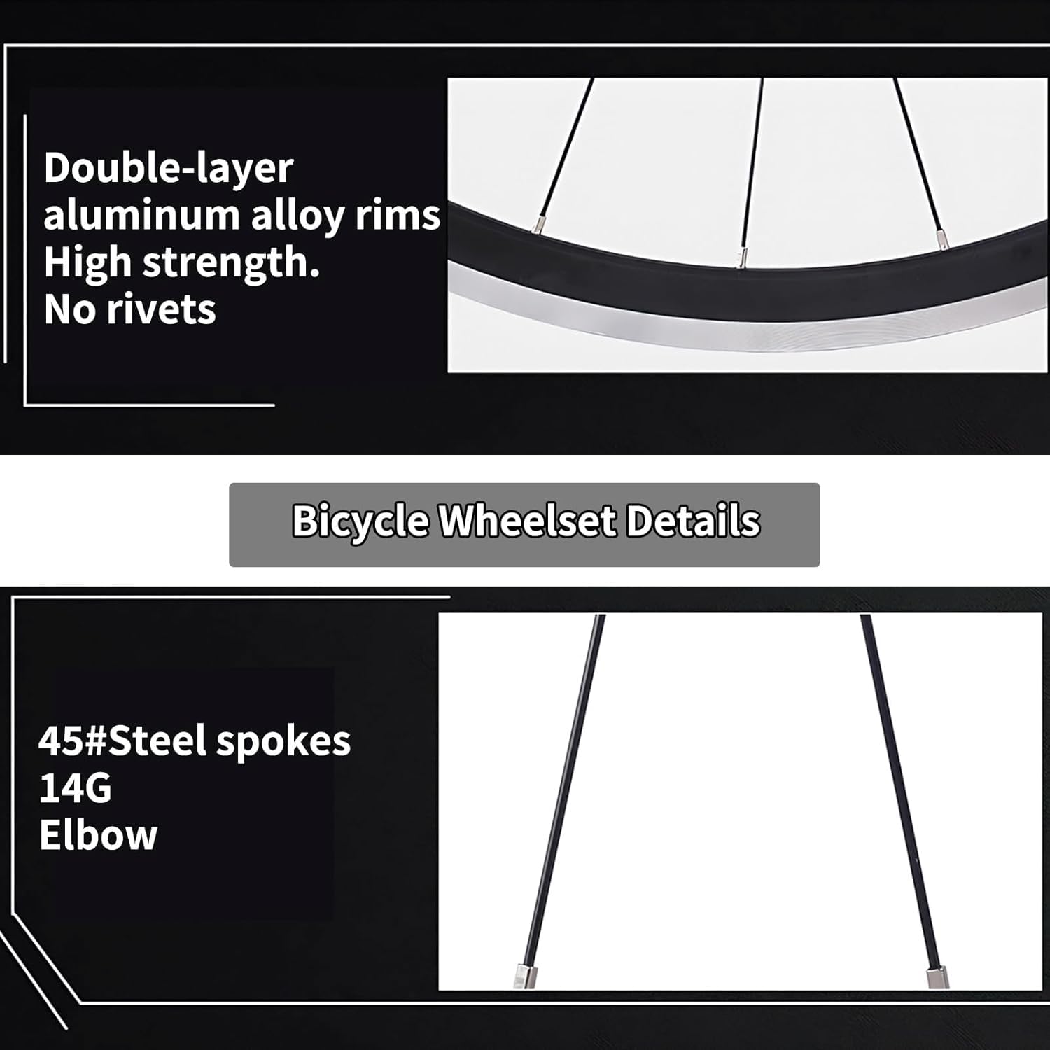 Aluminium stopu 700C Rower Rowerowe Warstwa Doule Warstwa warstw V Szybkie uwalnianie 24H Hubs dla 7/8/10/11 Kaseta prędkości przednie i tylne koła (SVART), srebrne