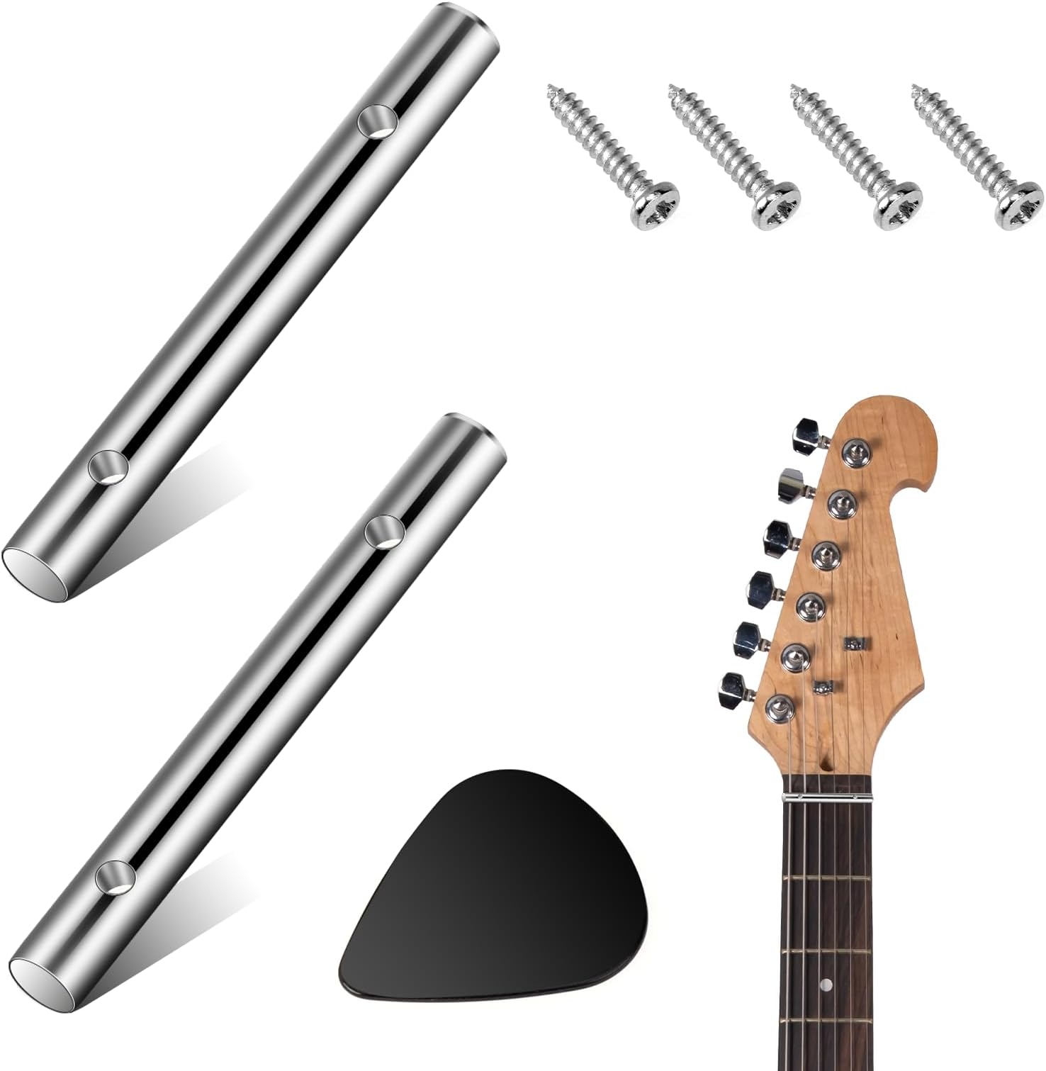 4Pack Guitar String Retainer Bar with 8pcs Mounting Screws, 44.8mm Electric Bass