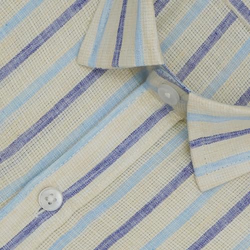 Image of GHPC 100% Cotton Striped Half Sleeves Regular Fit Formal Shirt for Men